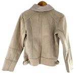 E Studio Beige Faux Suede and Sherpa Moto Jacket Vegan Size Small Photo 3