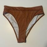 NEW Brown Shimmer Swim Bottoms High Waist Summer Metallic Sparkle High Leg Size M Photo 0