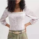 Anthropologie  Women's Pink Velvet Square Neck Long Sleeve Blouse‎ Small Photo 0