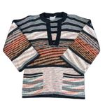 Vintage 70s 80s Kimlon by RBK Acrylic V Neck Sweater Colorful Stripee Abstract S Orange Photo 5