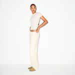 SKIMS Cotton Fleece Classic Straight Leg Pant in Oatmeal Heather, Size Small Photo 1