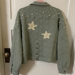 POL Seafoam Quilted Bomber Jacket with Star Details and Pearls Photo 10