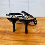 Anne Klein Vintage Black Satin Strappy Stiletto Heels Slingback Bow Accent Y2K 9 Photo 2