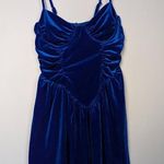 Bershka  blue velour mini dress US Small Photo 0