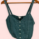 American Eagle Cute  evergreen eyelet faux button front crop top Photo 0