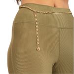 We Wore What Chain High Rise Ribbed Green Leggings NWT Sz Medium Gold Chain Detail Photo 2