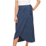 Talbots Skirt Womens Small Blue Stripe Tulip Hem Midi Wrap Front Side Tie Preppy Photo 6