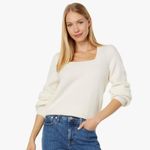 Madewell NWT Melwood Square-Neck Sweater in Coziest Yarn Cream Wool Photo 1