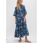 Tuckernuck Womens Twilight Garden Jenna Blue Floral Maxi Dress Sz L NWT Photo 1