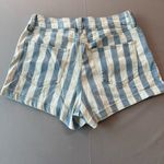REWASH  High Waist Button Fly Blue Railroad Striped Denim Jean Shorts Photo 6