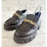 Valentino Elettra Leather Lug Sole Classic Black Loafer Gold Hardware Shoes Sz 7 Photo 0