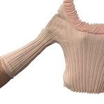 Prominence Women's Pink Ribbed Knit Square Neck Ruffled Long Sleeve Sweater L Size L Photo 3