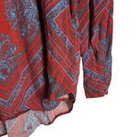 Free People Walking On A Dream Printed Keyhole Long Sleeve Tunic Blouse Size S Photo 3