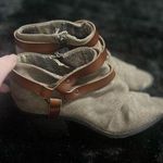 blowfish  Malibu Womens Ankle Boots Size 8 Beige Ruched Canvas Zip Bootie Photo 0