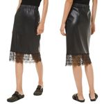 Michael Kors New! Lace Trim Faux Leather Black Pencil Skirt Size Small Photo 1