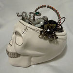 Goth Mystery Jewelry Jar – 3.5 lbs of Jewelry in Ceramic Skull Container Silver Photo 0