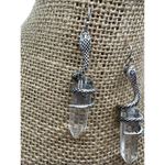 Snake Acrylic Crystal Shaped Stone Dangle Earrings Silver Tone Hook 2.25" Photo 1