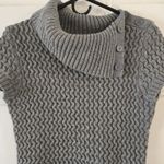 No Boundaries  Gray Knit Sweater Top M (7-9) Short Sleeve Cowl Neck Button Detail Photo 2