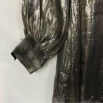 Ramy Brook Gold Metallic Silk Long Sleeve Mini Dress 2 Photo 7