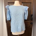 English Factory  Baby Blue Ruffle Puff Sleeve Cotton Eyelet Top Size Large Photo 5