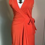 BCBGMAXAZRIA New Beautiful Faux Wrap Surplice V-Neck Sleeveless Midi Dress Photo 11