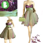 MAY QUEEN COUTURE PURPLE SEQUIN WITH PURPLE & GREEN TULLE STRAPLESS DRESS (6) Photo 1