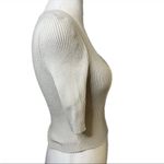 Elie Tahari  beige ribbed square neck top - size small Photo 2