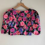 ZARA  NWT Floral Cropped Short Puff Sleeve Blouse Size XS Photo 2