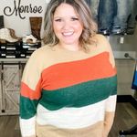 Sew In Love "Lindy" Long Sleeve Round Neck Stripe Sweater Size 1X Tan Photo 0