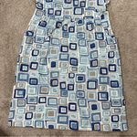 J. McLaughlin  Catalina Cloth Emma Dress Shortsleeve Square Neck Geometric Blue M Photo 4