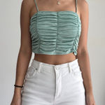 Love j Mint blue ruched cami crop top Photo 0