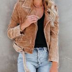 VICI women’s corduroy tan Moto jacket medium nwot Photo 0