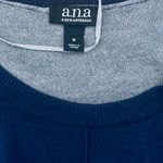 a.n.a Womens Navy Gray Two-Toned Crewneck High Low Sweater Cozy Chic Size Medium Photo 4