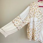POL  Floral Patchwork Crochet Accent Oversized Long Sleeve Top Size M Photo 5