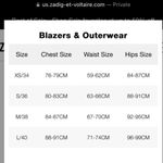 Zadig & Voltaire Verdun Jac Star White & Gold Blazer Tuxedo Jacket Size 36 Photo 10