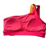Peloton  Size M Endurance Rib One‎ Shoulder Sports Bra Orange Pink Layered Padded Photo 9