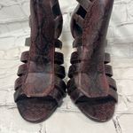 SOLE DIVA Heeled Gladiator Shoe Burgundy/Black Snake Print Photo 2