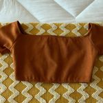 Sabo Skirt Brown Faux Suede Off Shoulder Crop Top Photo 2