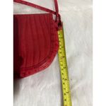 Vintage Red Leather Crossbody Bag Small Purse Flap Vertical Pleated Design Photo 5