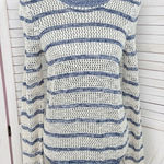 Xhilaration ‎ Striped Open Weave Mesh Sweater Blue Cream Medium Photo 0