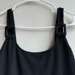 Aerie NWT  Size Large Crinkle Cheeky Coverage One Piece Swimsuit Black Scoop Back Photo 2