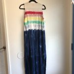 Lands End Womens Rainbow Tie Dye Cotton Jersey Swim Cover SIZE M Medium Pride Blue Photo 5