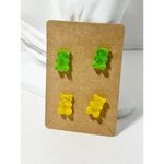 Gummy Bear Novelty Candy Lollies Earrings Studs Yellow 2 pair Green & Yellow Photo 5