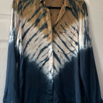Young Fabulous and Broke Womens Susan Tie Dye Button Front Top Size M Blue Tan Photo 0