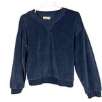 Madewell MWL long sleeve navy velvet pullover sweatshirt fall blue Photo 0