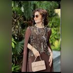 ZARA   ZW Collection Sequin Embroidered Long Dress Size L Brown Photo 4
