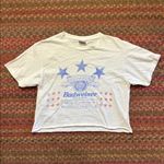 BUDWEISER BEER PATRIOTIC JUNK FOOD GRAPHIC CROP TEE White Size XS Photo 1