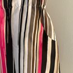 Apostrophe Striped Satin Midi Skirt XL Brown Pink Black Lined Y2K Retro Photo 2