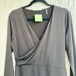 T Tahari 3/4 Sleeve Asymmetrical Slit V Neck Midi Dress Black Women's Size Small Photo 5