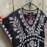 Johnny Was Embroidered Linen Shift Dress Black White Petite Medium Photo 3